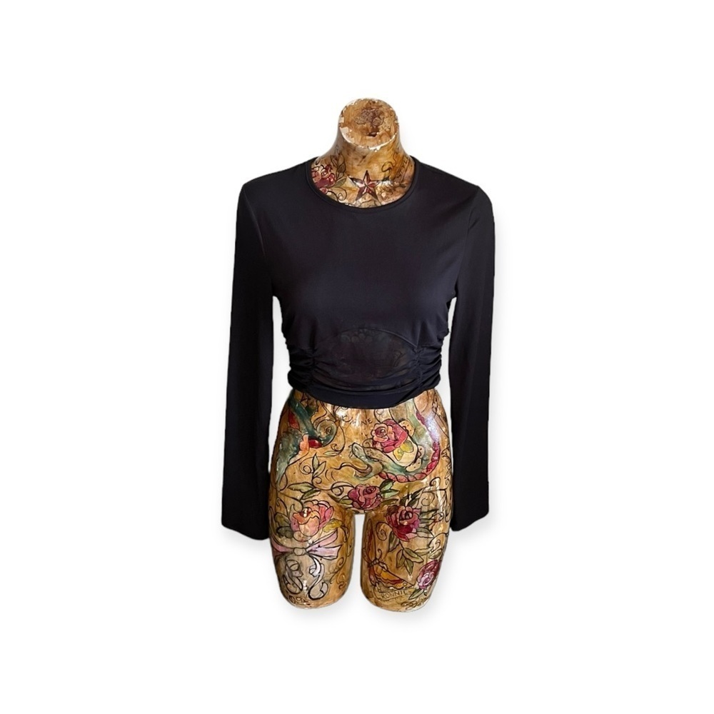 Liberty Love XL black crop top long sleeve stretch